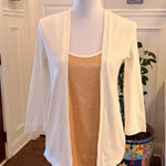 Rafaella  NWOT Cream Cardigan with Built-In Gold Sequin Tank 3/4 Sleeves Photo 0