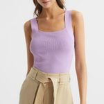 Reiss Tamara Square Neck Ribbed Tank Size XL Lilac Purple NWT Photo 0