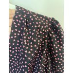 ZARA NWT Tiny Hearts Black w/Pink Hearts Mini Dress Puff Sleeves V-neck Ruched M Photo 9