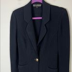 St. John Collection ST. JOHN BASICS Black Santana Knit Long Sleeve Gold Buttons Blazer Size‎ 2 Photo 1