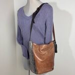 The Sak VINTAGE Elliott Lucca LEATHER w/Snakeskin Trim RARE Shoulder Bag Distressed Photo 6