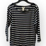 L.L.Bean Women’s navy blue striped boat neck Tops 3/4 sleeve Photo 0