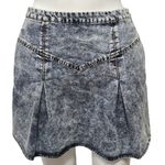 Vestique Blue Acid Wash Pleated Front Denim A-line Mini Skirt Size Small Photo 1