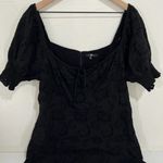 7 For All Mankind  Black Black Eyelet Puff Sleeve Dress Size XL Photo 4