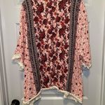 Kori  America Pink Boho Floral Print Open Front Kimono size M Photo 6
