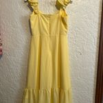 And Now This Ruffled Side‎ Elegant Yellow Midi Dress with Front Slit Medium Photo 7