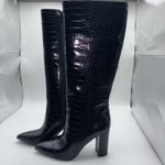 INC International Concepts Paiton Black Croc Embossed Tall Heeled Boots Women 8M Size 6.5 Photo 12