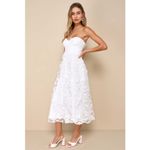 Lulus NWT  Quite Perfect White Floral Embroidered Strapless Midi Dress Bridal L Photo 7
