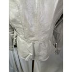 White House | Black Market Silver Grey Leather Moto Jacket Women's Size Medium Zip Photo 4