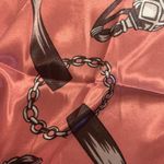 Vintage Large Antique Bells &Tassels blue/orange SQUARE SILKY SCARF 35/35 Orange Photo 3