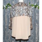 Preston & York V-Neck Snakeskin Top Blouse Shirt Size L Sheer 3/4 Sleeve Lined Photo 3