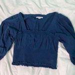 American Eagle Puff Sleeve Smocked Cropped Blouse Photo 2