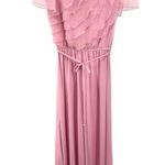 JCPenney Fashion vintage 70s Pink Chiffon ruffle floor length Dress prom costume Size 12 Photo 0