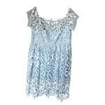 Chi Chi London Bardot Lace Midi Crochet Dress Light Blue Off Shoulders NWT Sz 18 Photo 3