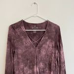 American Eagle Soft Sexy T Tie Dye Faux Wrap Top Purple Surplice Long Sleeve S Photo 2