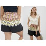 Anthropologie  Linen Blend Shorts Pull On High Rise Elastic Tie Belt Boho Medium Photo 2