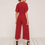Reformation Women’s Swiss Red Short Sleeve V-Neck Wide Leg Jumpsuit Size 10 Photo 4