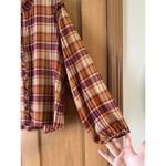 Frye Ruffle Plaid Flannel Button Down Blouse Women’s size XL Photo 4