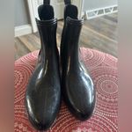 Juicy Couture  Size 8 Womens Black Gold Sparkle Ankle Rain Boots Pull On Photo 1