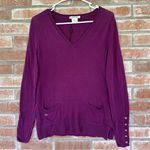 Lacoste V Neck Cotton Sweater Women’s EU 34 Small Purple Pockets Buttons Photo 0