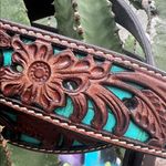 Ariat Tooled Leather Belt with Silver Buckle Large Brown Photo 7