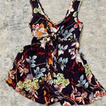 Band of Gypsies Multi-color Sleeveless Floral Romper with Tie in front Photo 3