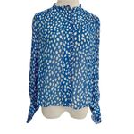 Ba&sh  Size 4  Top Blouse Long Sleeve Ruffle Blue White Photo 1