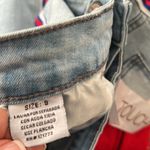 Gogo Jeans  juniors size 9 denim mini skirt super soft red blue stripe down side Photo 7