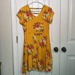 Womens Yellow Floral Short Sleeve Dress Size Small Photo 1