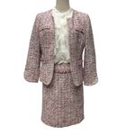 White House | Black Market Women's Tweed Fringe Pencil Skirt Pink Classic Size 2 Photo 3