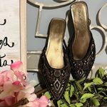 Qupid Pointed Toe Beaded Slip On Brown Shoes Kitten Heel Aztec Western Womens 7 Photo 10