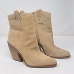 Sam Edelman  Boots Beige Leather Agnes Stacked Heel Ankle Bootie Western US 10 M Photo 0
