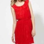 Cynthia Steffe  Seamline Red Ruffle Accordian Pleated Dress Photo 1