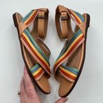 Madewell The Samira Multicolor Rainbow Strappy Leather Ankle Flat Sandals Photo 4