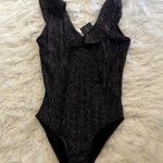 Topshop nwt  black glitter ruffle bodysuit size US 6 Photo 0