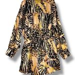 Good Time U.S.A. mixed animal print long sleeve romper NEW Gold Size XL Photo 6