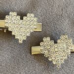 New Rhinestone Hear Hair Clips Set Silver Photo 1