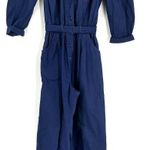 Vintage 70s Foxy Lady Jumpsuit Navy Blue Belted Size 8 Rosie the Riveter Costume Photo 2