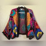 Chico's Silk Blend Burnout Cropped Jacket Cardigan Flame Scarlet Womens L/XL Photo 0