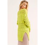 Free People NWT  Hot Tropics Neon Limelight V-Neck Sweater Oversized Lime Green L Photo 1