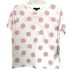 Forever 21  White Pink Donut Graphic Print Short Sleeve Shirt Size Medium Photo 0