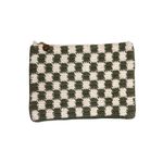 Clare V Woven Flat Clutch Tabs Crochet Olive Cream Bag Green Photo 5