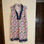 Simply Southern  Pineapple Print Tunic Dress  XL Sleeveless Collared Navy Trim Photo 7