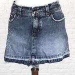 SO Denim Jean Mini Skirt Frayed Hem Distressed Look Beaded Photo 1