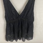 Free People lace v-neck loose fit black blouse women’s Size Small Photo 8
