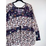 Free People Womens Top Purple Isabelle Tunic V Neck Floral Blouse Flowy Boho XS Photo 5