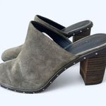 Rebecca Minkoff Green Suede Block Heel Studded Mule Shoe Women's size 6.5 M Fall Photo 0