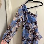 Alexis NWT  Abanna Blue Ruffle Floral One Shoulder Asymmetrical Dress Size XS Photo 4