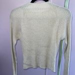 Open Edit Cream Sparkle Ribbed Cutout Sweater Photo 3