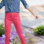 Pilcro and the Letterpress Pilcro Anthropologie Mid-Rise Pink Skinny Jeans Barbie Valentine's Holiday 31 Photo 0